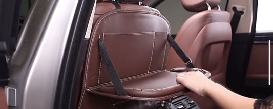 Leather Car Storage Bag Multifunction Seat Back Tray Hanging Bag